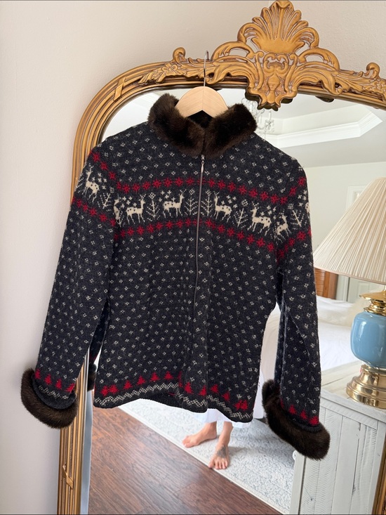 Lauren Ralph Lauren Sweaters - Lauren by Ralph Lauren Fair Isle Zip Cardigan with faux fur size small